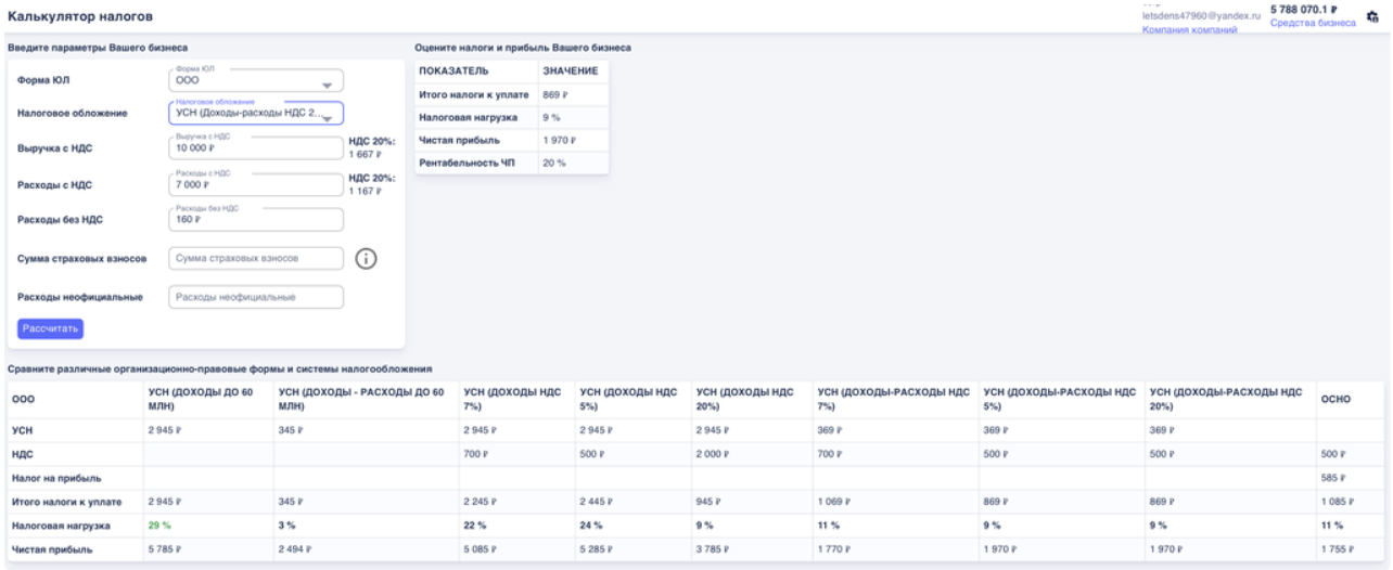 Налоговый калькулятор